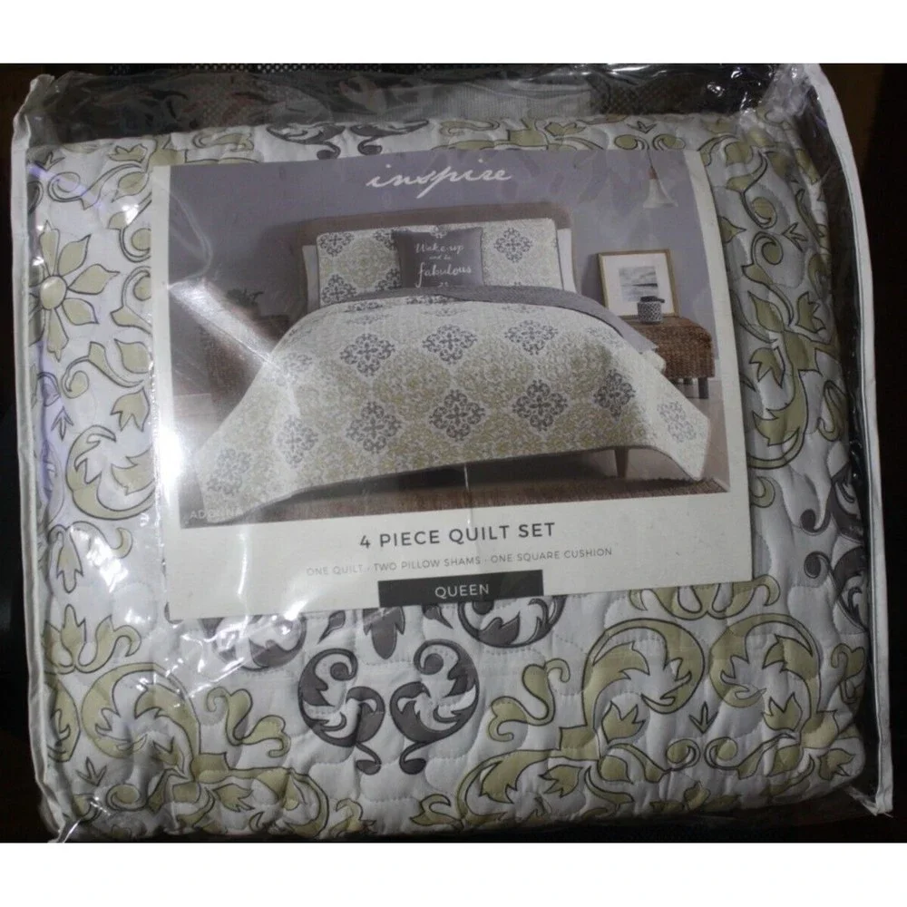 4 Piece Quilt Set Inspire Adonna Queen Sz 